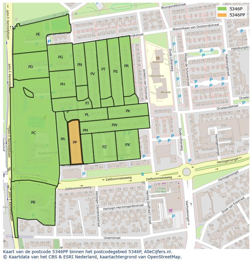 Afbeelding van het postcodegebied 5346 PP op de kaart.