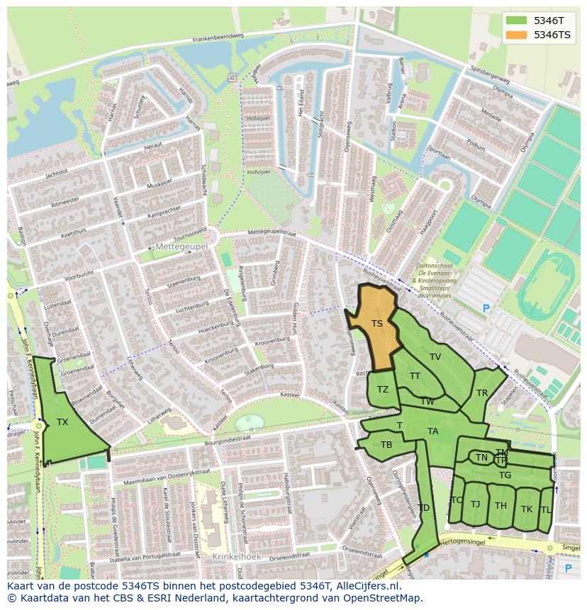 Afbeelding van het postcodegebied 5346 TS op de kaart.