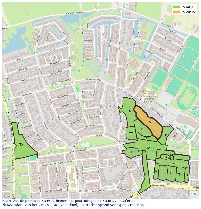 Afbeelding van het postcodegebied 5346 TV op de kaart.