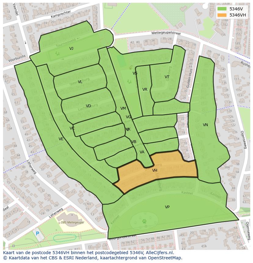 Afbeelding van het postcodegebied 5346 VH op de kaart.