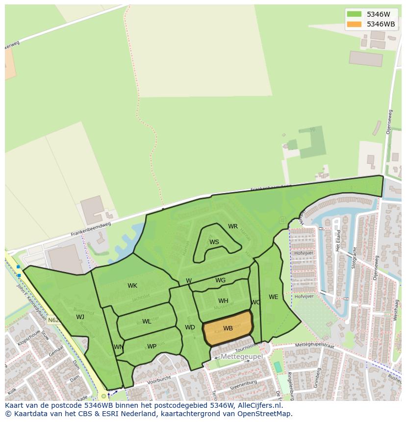 Afbeelding van het postcodegebied 5346 WB op de kaart.