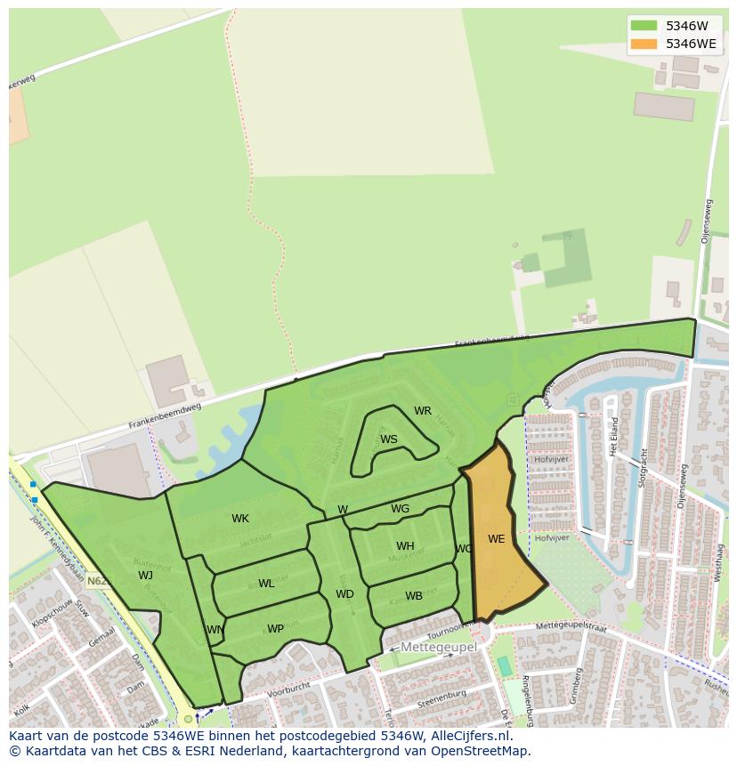 Afbeelding van het postcodegebied 5346 WE op de kaart.