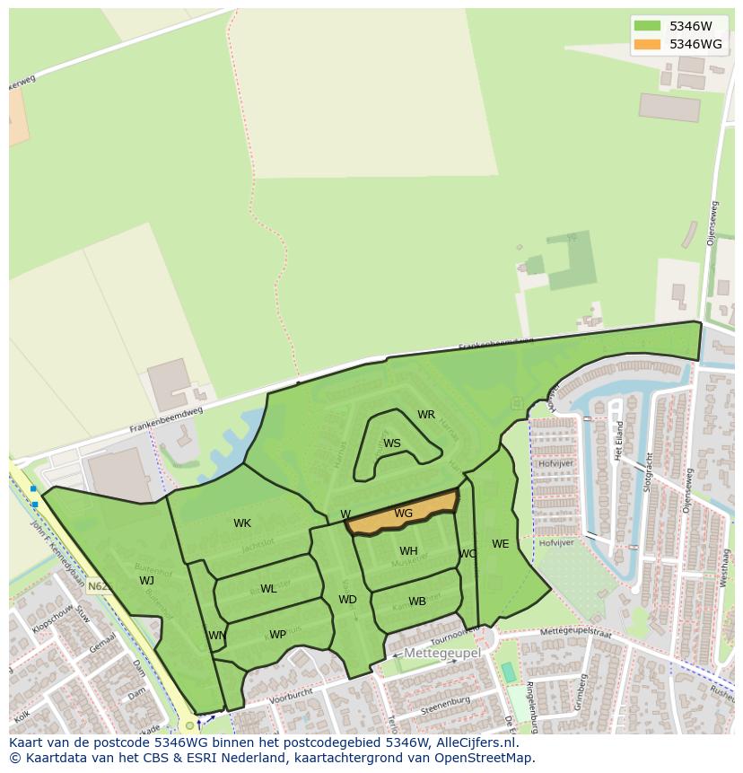 Afbeelding van het postcodegebied 5346 WG op de kaart.