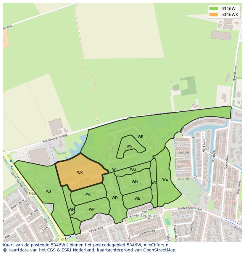 Afbeelding van het postcodegebied 5346 WK op de kaart.