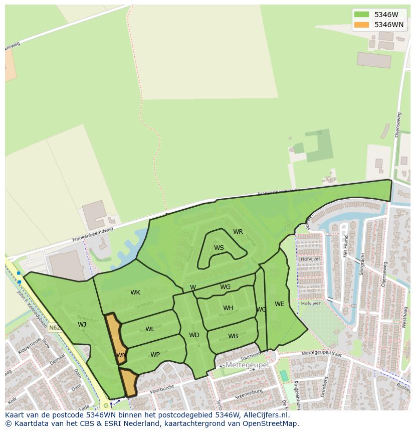 Afbeelding van het postcodegebied 5346 WN op de kaart.