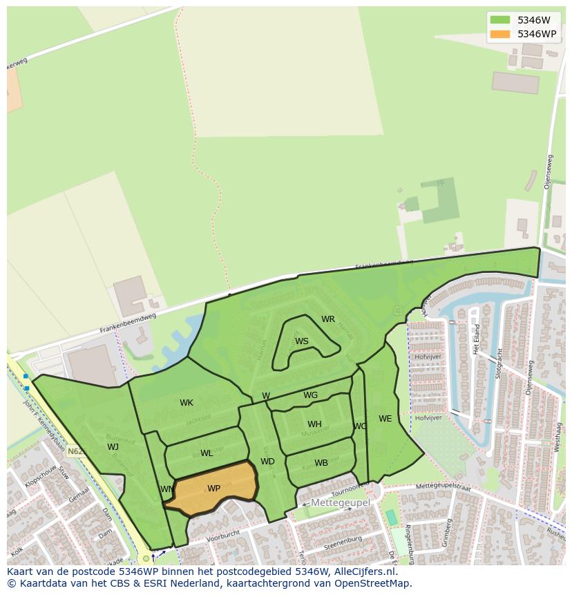 Afbeelding van het postcodegebied 5346 WP op de kaart.