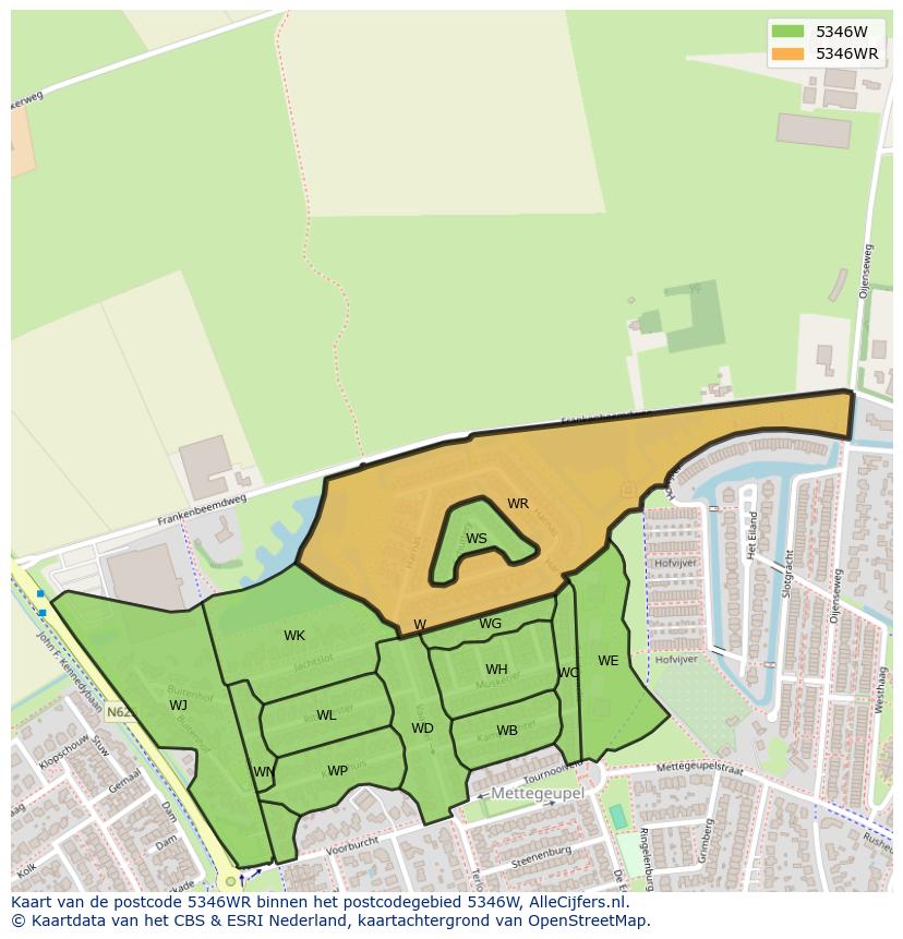 Afbeelding van het postcodegebied 5346 WR op de kaart.