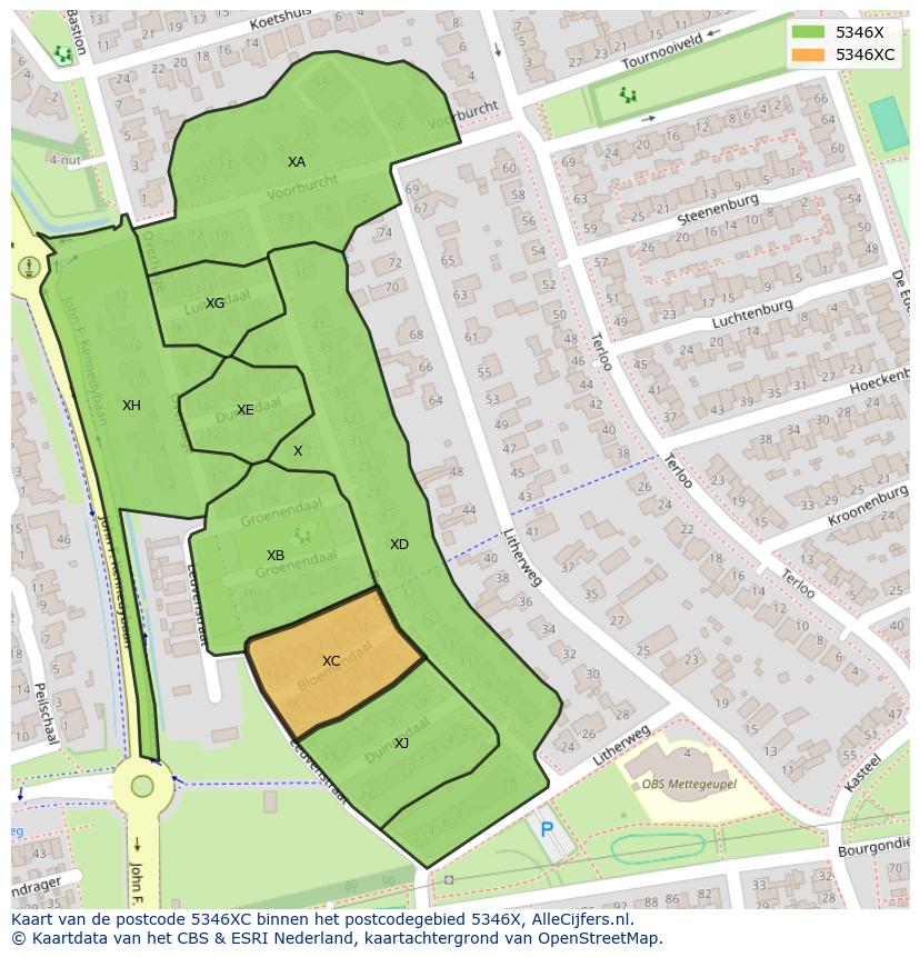 Afbeelding van het postcodegebied 5346 XC op de kaart.