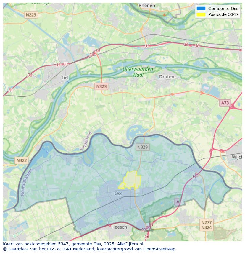 Afbeelding van het postcodegebied 5347 op de kaart.