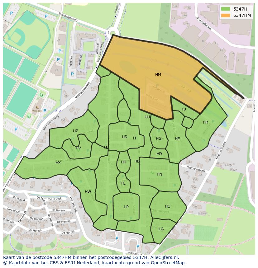 Afbeelding van het postcodegebied 5347 HM op de kaart.