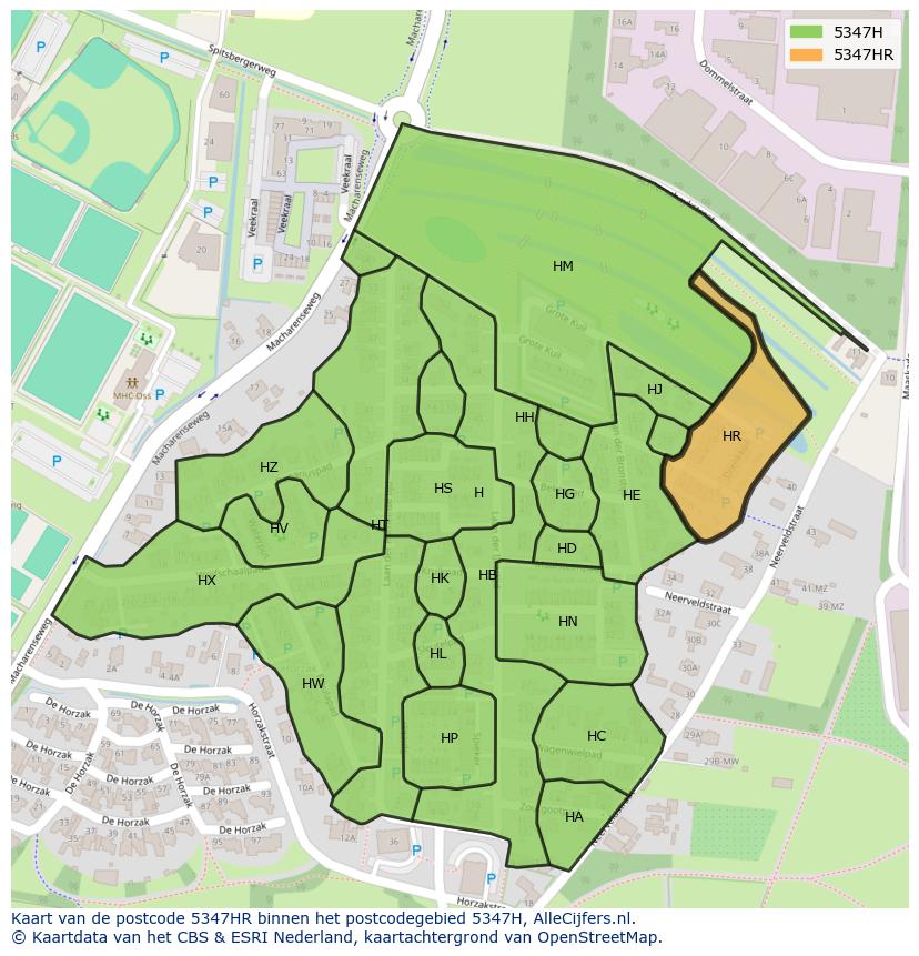 Afbeelding van het postcodegebied 5347 HR op de kaart.