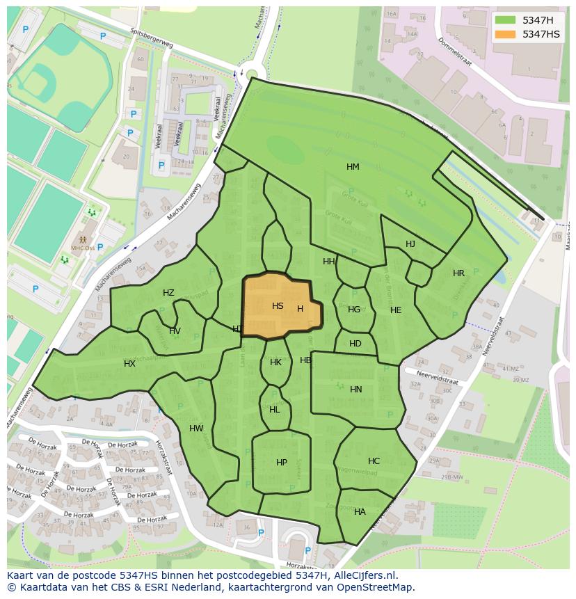 Afbeelding van het postcodegebied 5347 HS op de kaart.