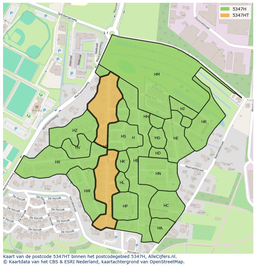 Afbeelding van het postcodegebied 5347 HT op de kaart.