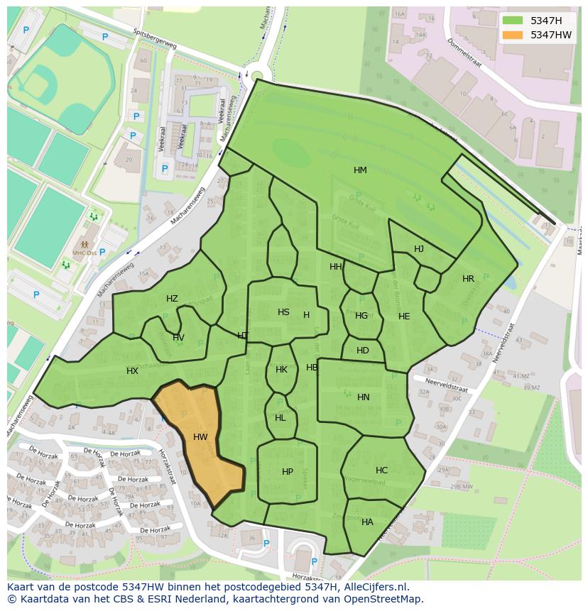 Afbeelding van het postcodegebied 5347 HW op de kaart.