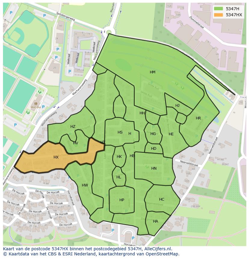 Afbeelding van het postcodegebied 5347 HX op de kaart.