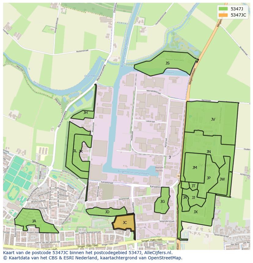 Afbeelding van het postcodegebied 5347 JC op de kaart.