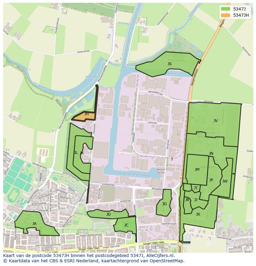 Afbeelding van het postcodegebied 5347 JH op de kaart.
