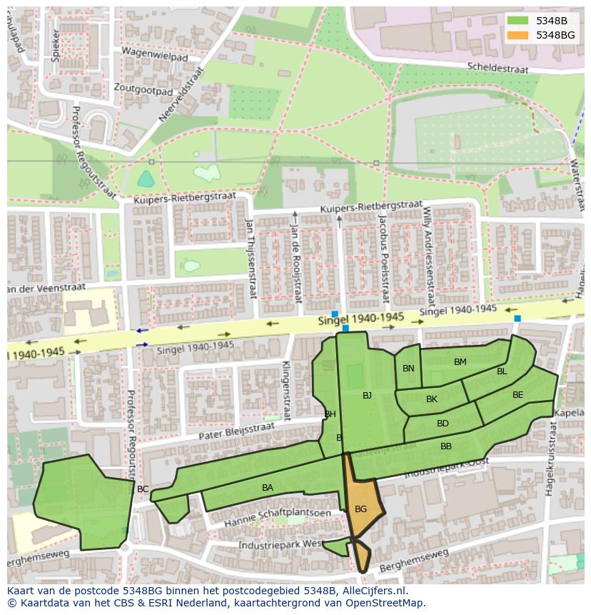 Afbeelding van het postcodegebied 5348 BG op de kaart.