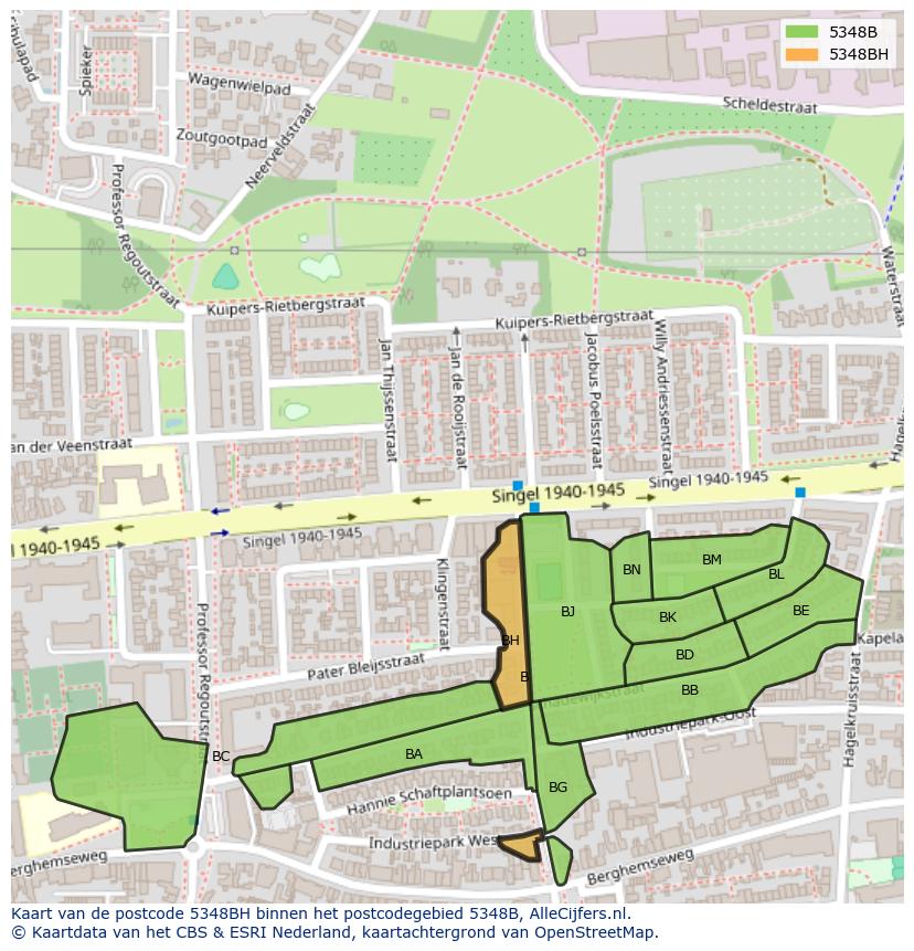 Afbeelding van het postcodegebied 5348 BH op de kaart.