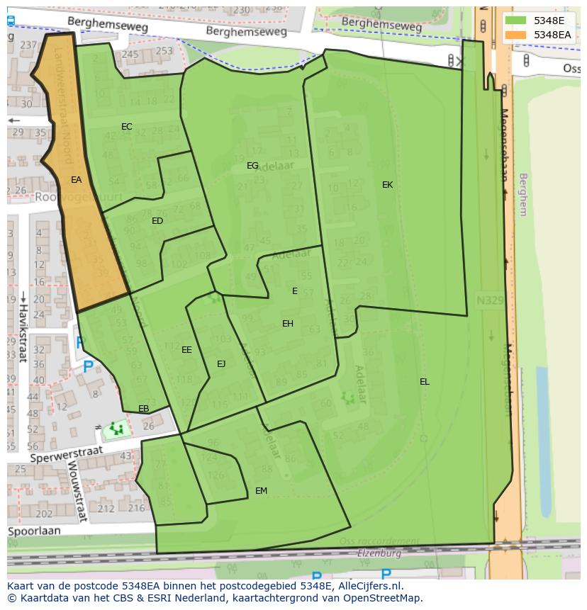 Afbeelding van het postcodegebied 5348 EA op de kaart.