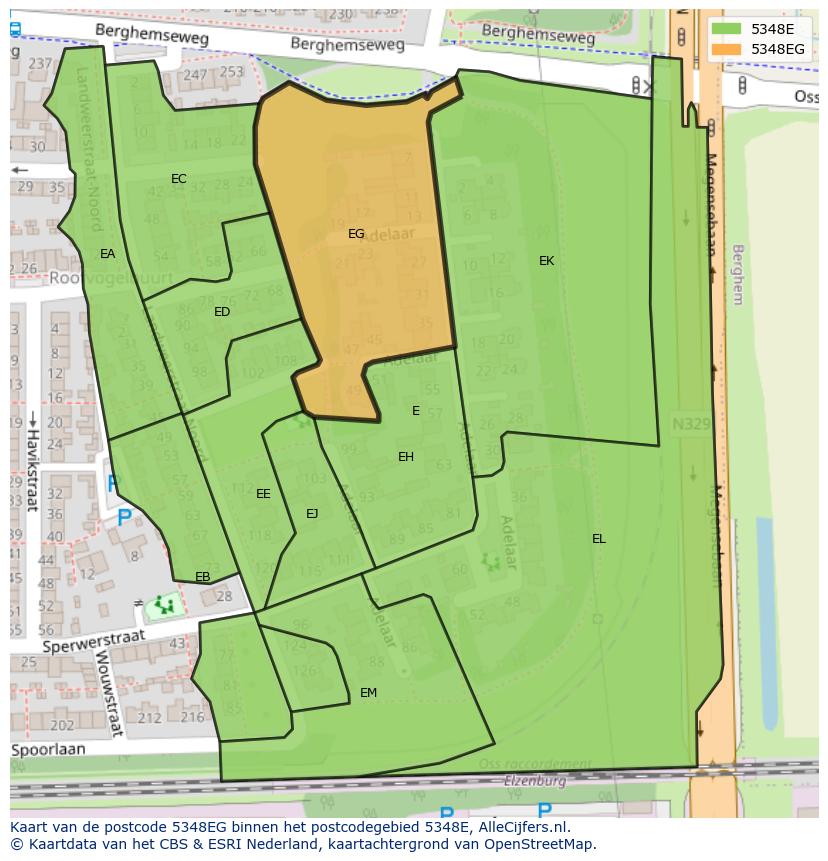 Afbeelding van het postcodegebied 5348 EG op de kaart.