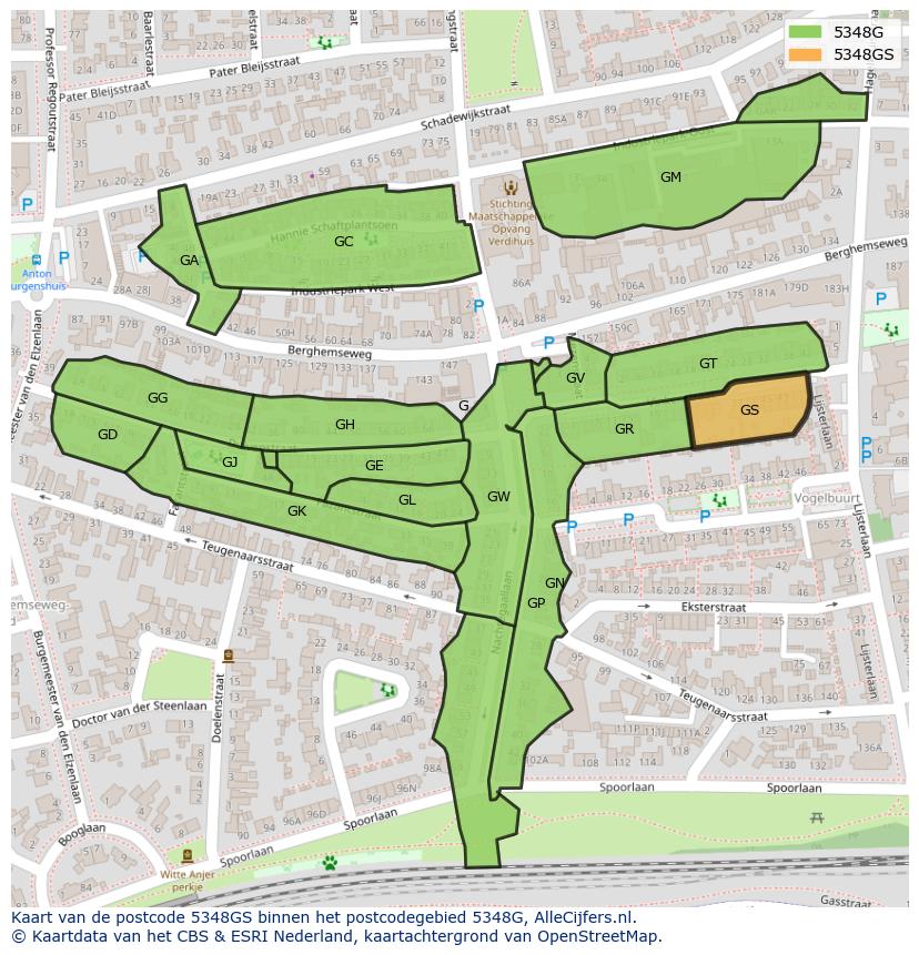 Afbeelding van het postcodegebied 5348 GS op de kaart.