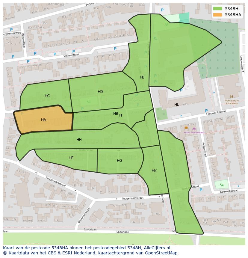 Afbeelding van het postcodegebied 5348 HA op de kaart.