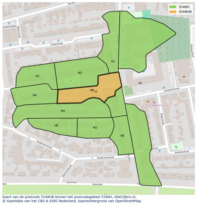 Afbeelding van het postcodegebied 5348 HB op de kaart.