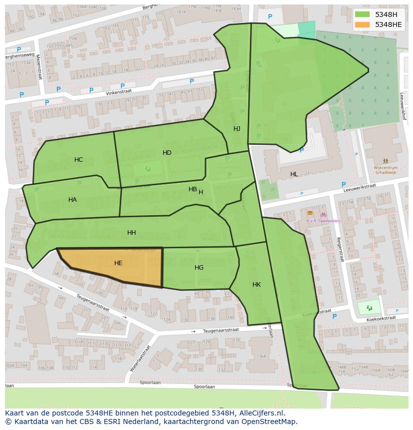 Afbeelding van het postcodegebied 5348 HE op de kaart.