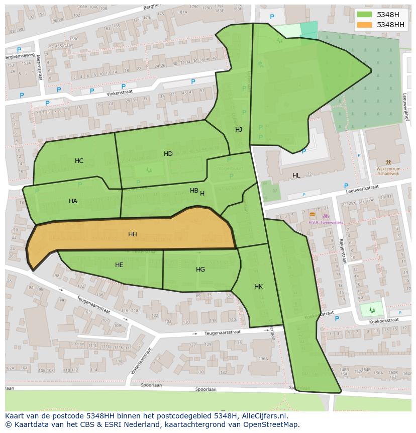 Afbeelding van het postcodegebied 5348 HH op de kaart.