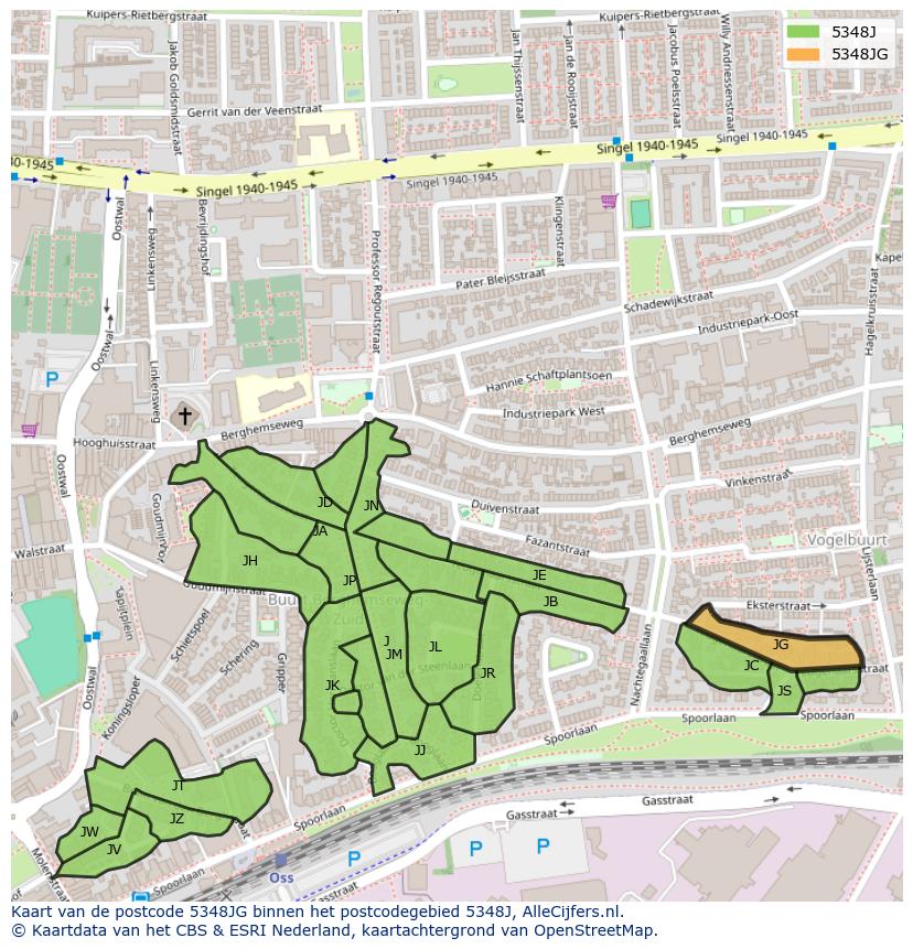 Afbeelding van het postcodegebied 5348 JG op de kaart.