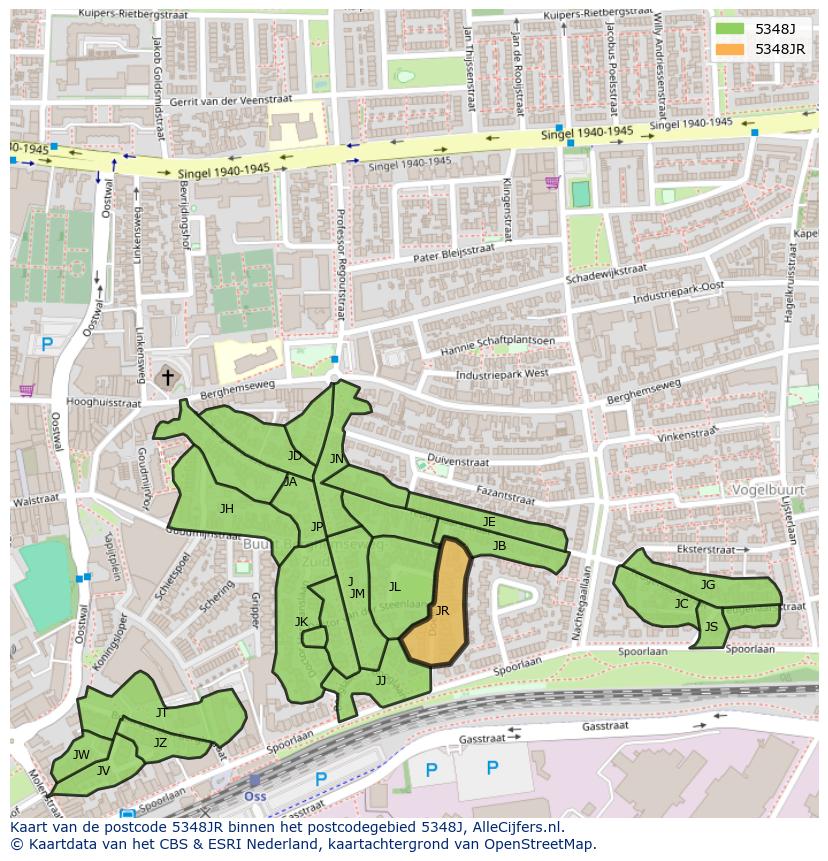 Afbeelding van het postcodegebied 5348 JR op de kaart.