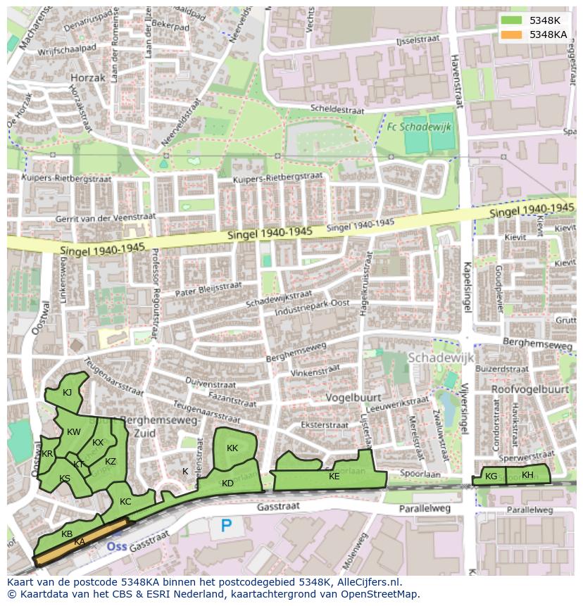 Afbeelding van het postcodegebied 5348 KA op de kaart.