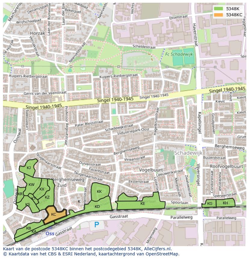 Afbeelding van het postcodegebied 5348 KC op de kaart.