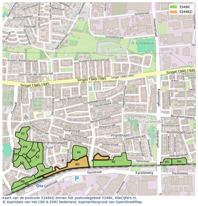 Afbeelding van het postcodegebied 5348 KD op de kaart.