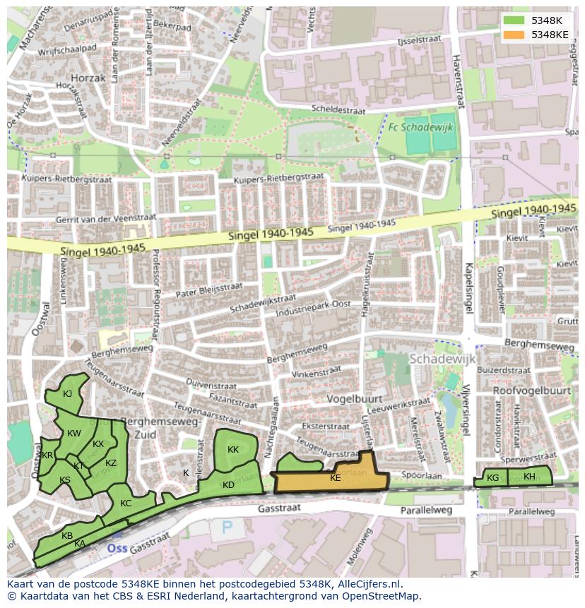 Afbeelding van het postcodegebied 5348 KE op de kaart.