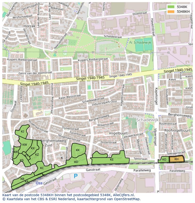 Afbeelding van het postcodegebied 5348 KH op de kaart.