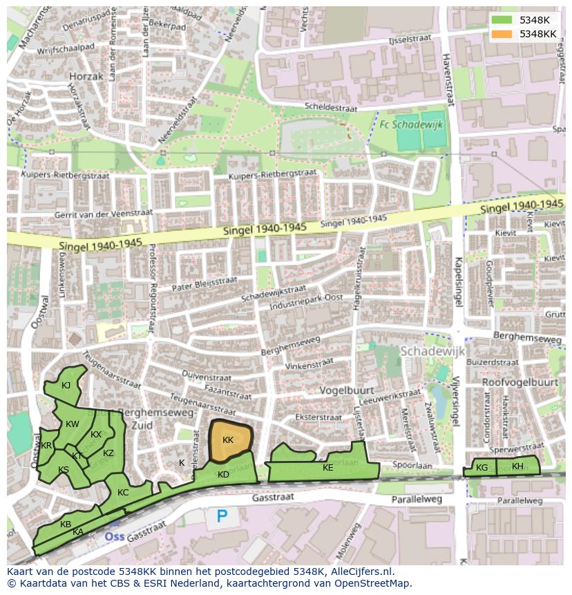 Afbeelding van het postcodegebied 5348 KK op de kaart.