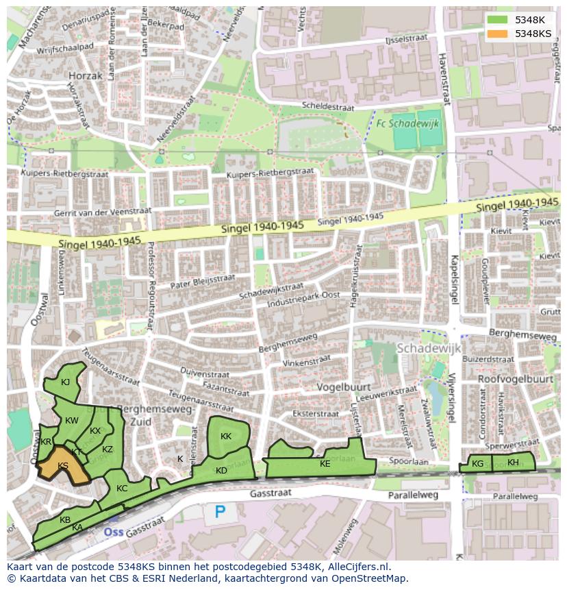 Afbeelding van het postcodegebied 5348 KS op de kaart.