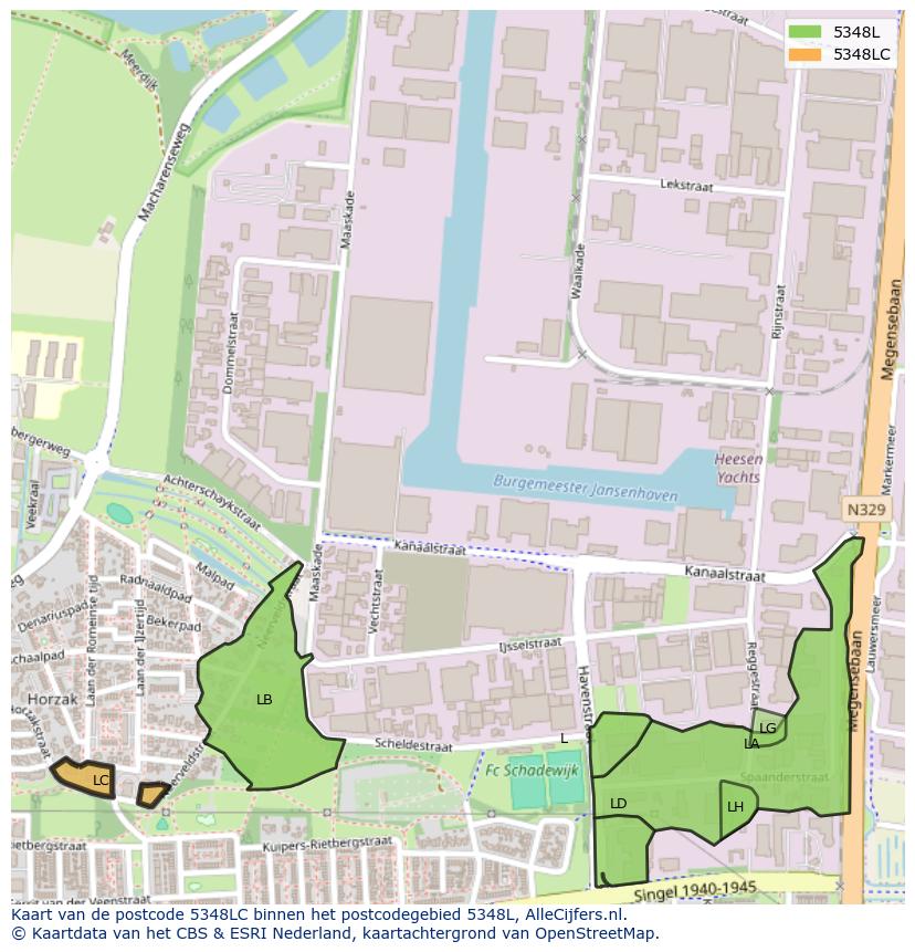 Afbeelding van het postcodegebied 5348 LC op de kaart.