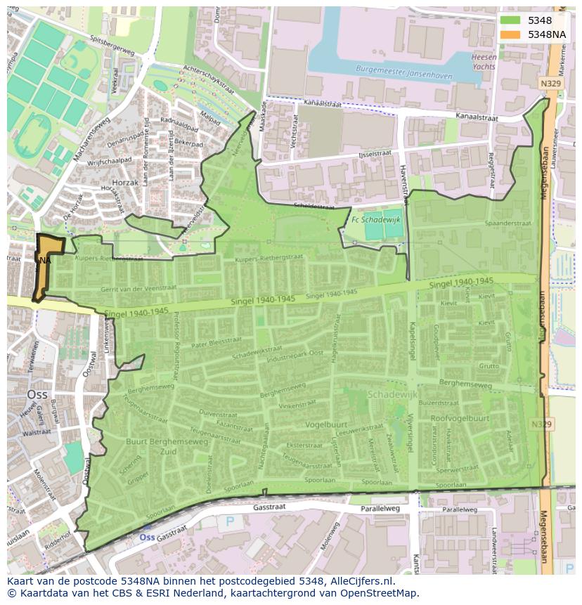 Afbeelding van het postcodegebied 5348 NA op de kaart.