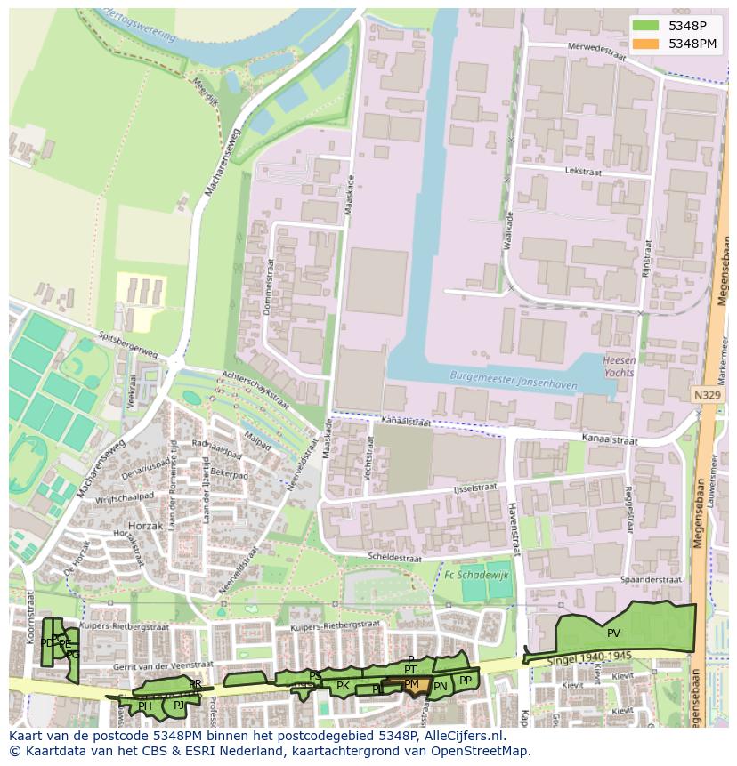 Afbeelding van het postcodegebied 5348 PM op de kaart.