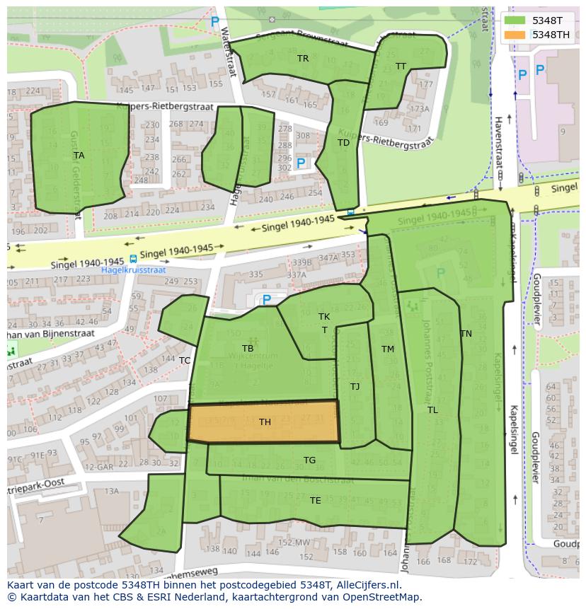 Afbeelding van het postcodegebied 5348 TH op de kaart.