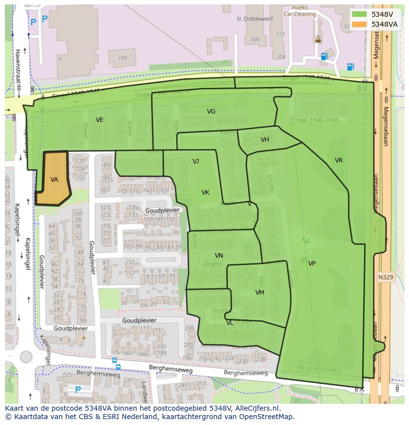 Afbeelding van het postcodegebied 5348 VA op de kaart.