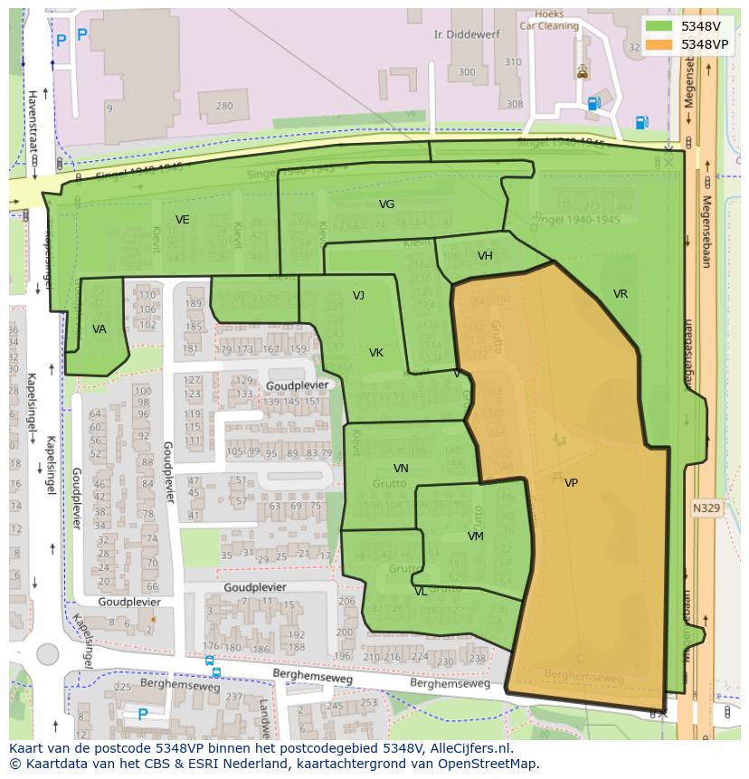 Afbeelding van het postcodegebied 5348 VP op de kaart.