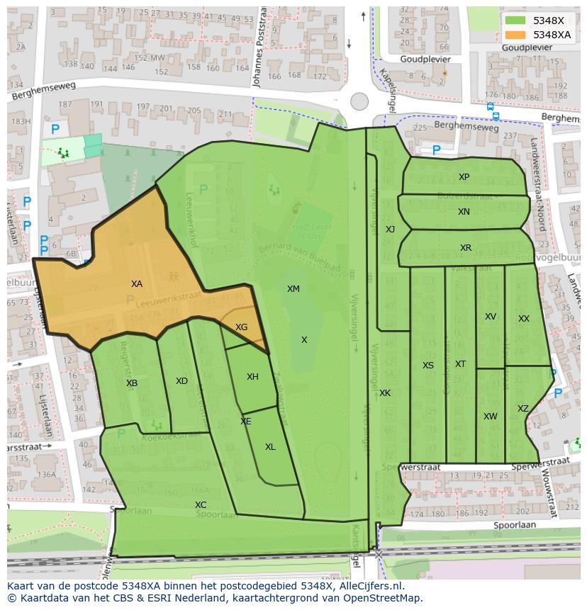 Afbeelding van het postcodegebied 5348 XA op de kaart.