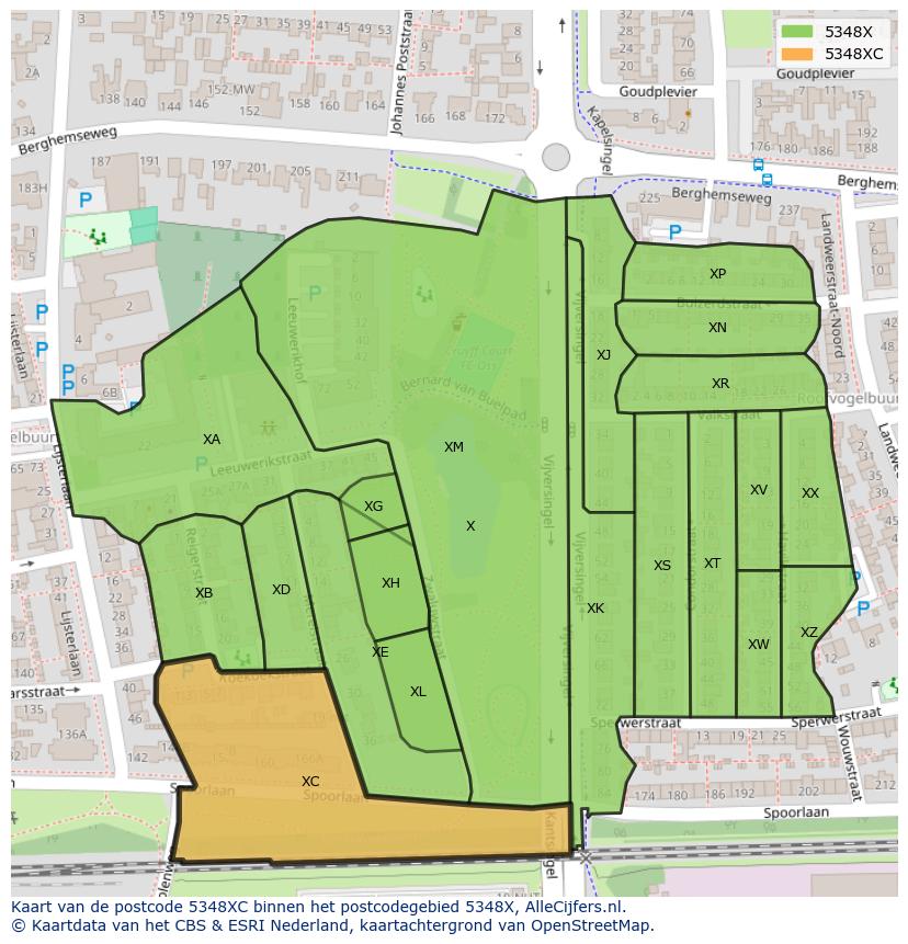Afbeelding van het postcodegebied 5348 XC op de kaart.