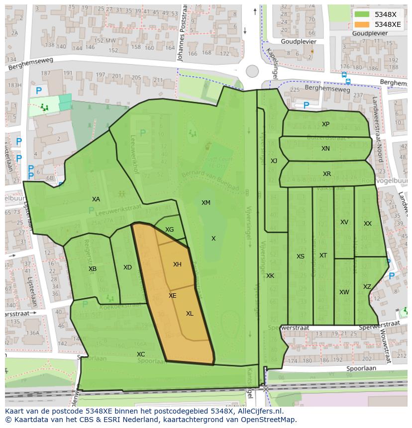 Afbeelding van het postcodegebied 5348 XE op de kaart.