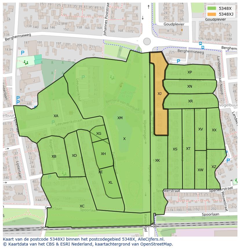 Afbeelding van het postcodegebied 5348 XJ op de kaart.