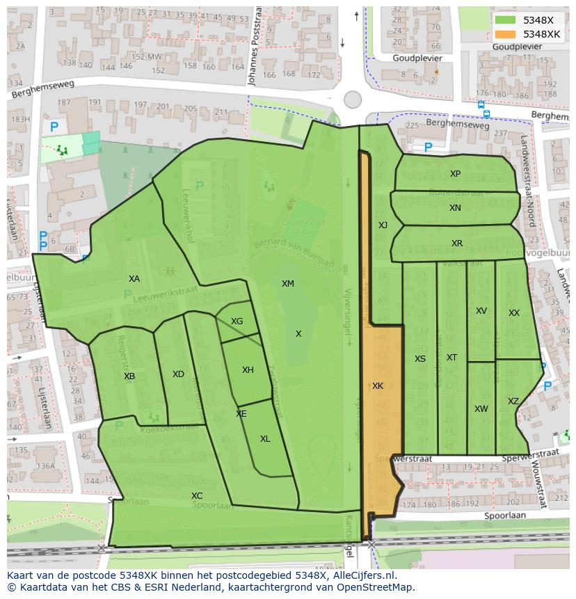 Afbeelding van het postcodegebied 5348 XK op de kaart.